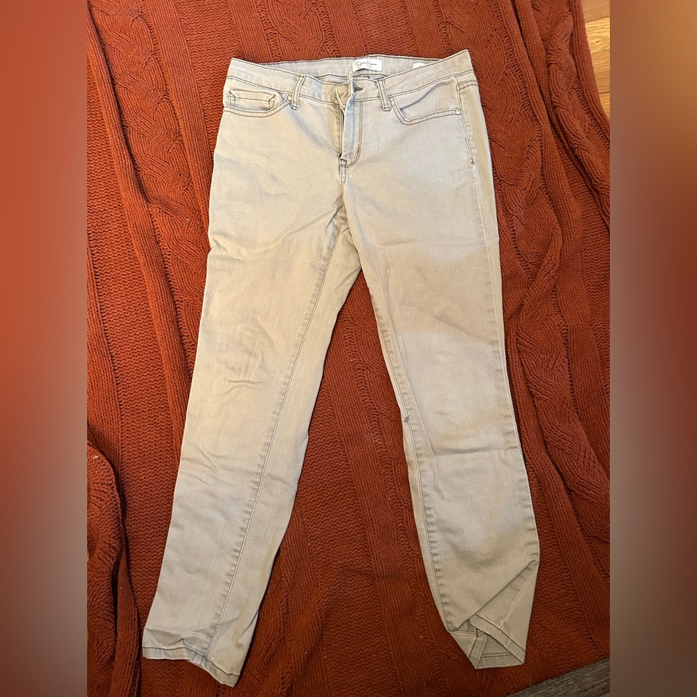 Jessica Simpson rolled cropped light green jeans